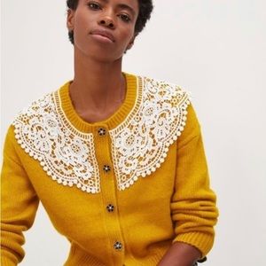 Anthropologie Maeve Lace Collar Cardigan